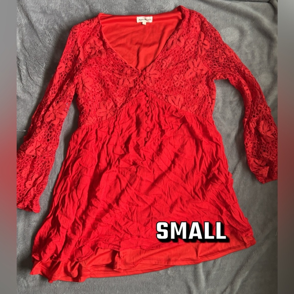 Small red lace dress.